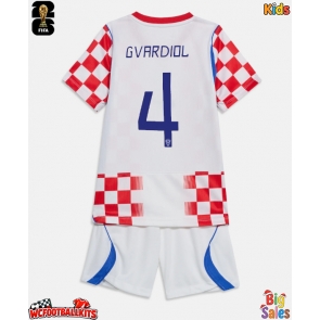 Croatia Josko Gvardiol #4 Replica Home Stadium Kit for Kids World Cup 2026 Short Sleeve (+ pants)